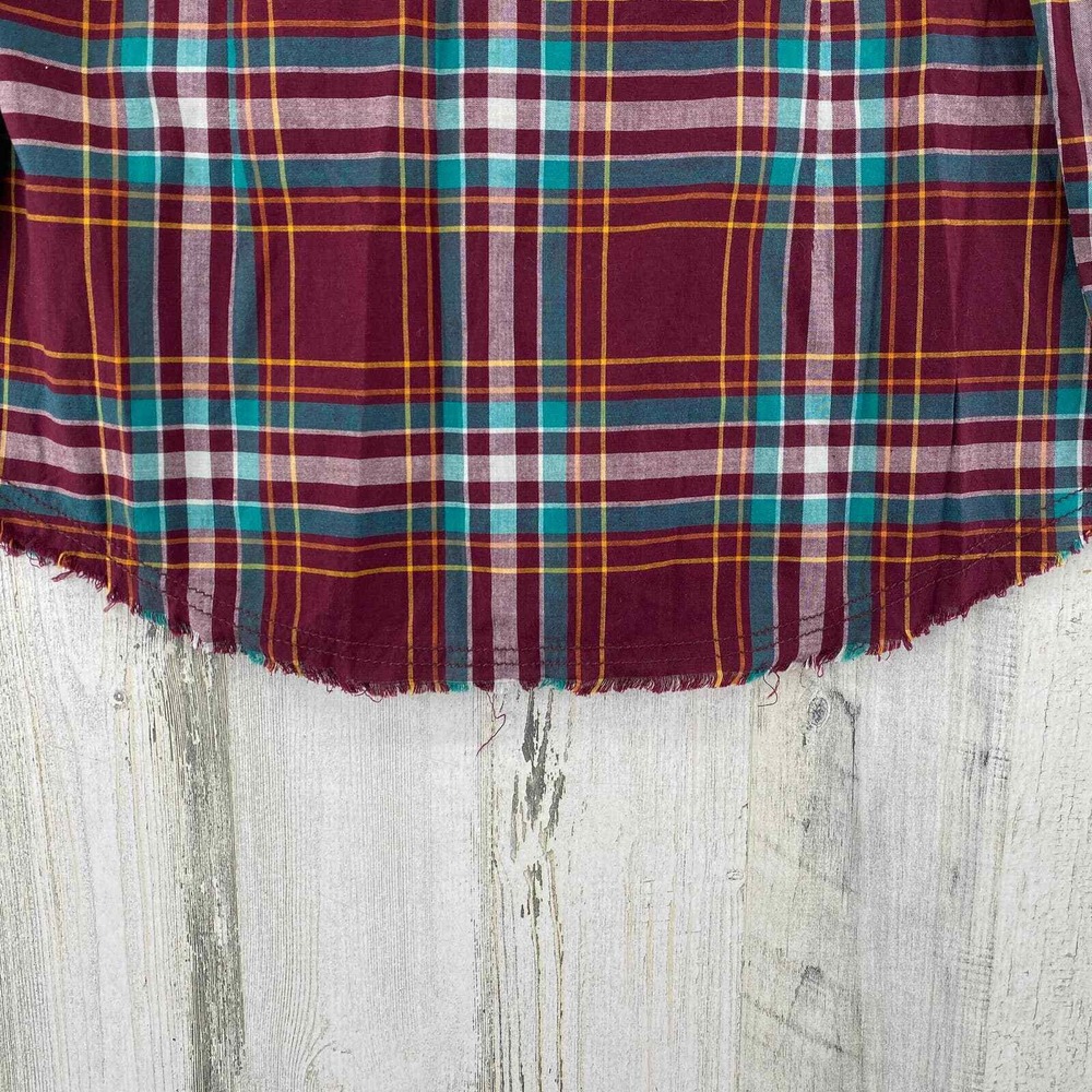 Wrangler Western Shirts Pearl Snap Men Medium Red Plaid Long Sleeve Cotton Blend - Picture 9 of 10